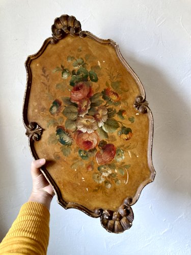 Plateau napoléon III en bois peint, entre 1860 et 1880