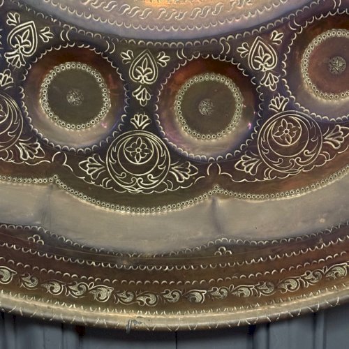 Plateau oriental en cuivre pour le thé 95,5 cm XXe L9009