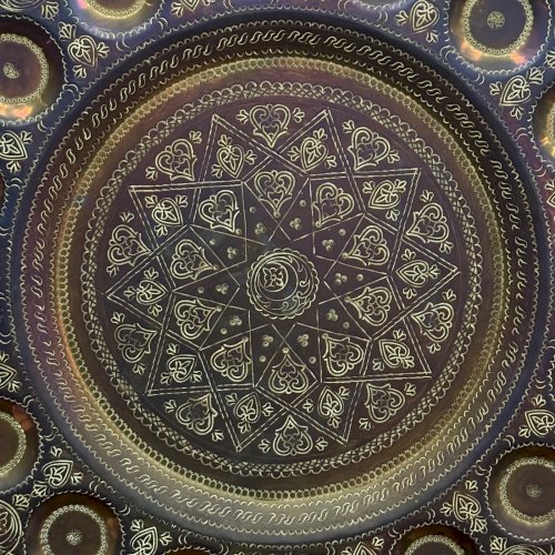 Plateau oriental en cuivre pour le thé 95,5 cm XXe L9009