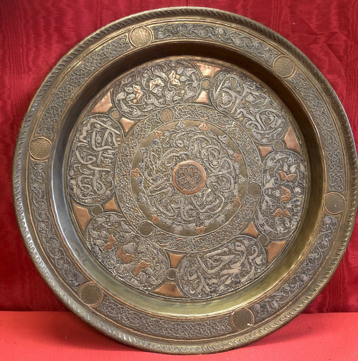 Plateau Oriental En Aluminium Hedye 58 Cm Argenté - Plateau à Thé Marocain Traditionnel Pour Service Élégant