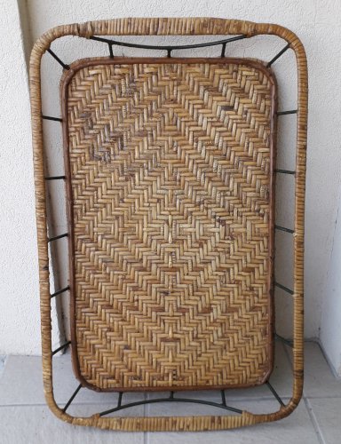 Plateau rotin et métal