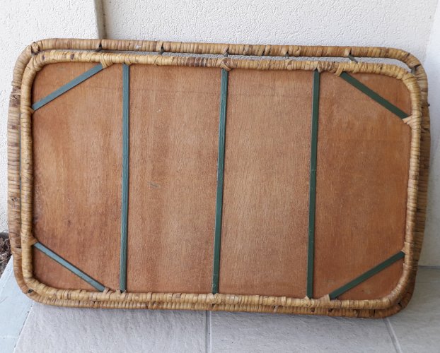 Plateau rotin et métal