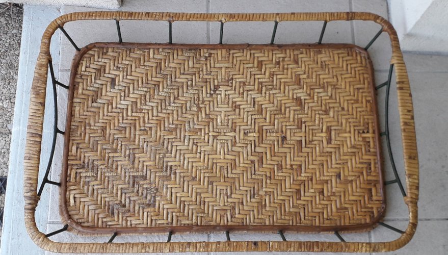 Plateau rotin et métal