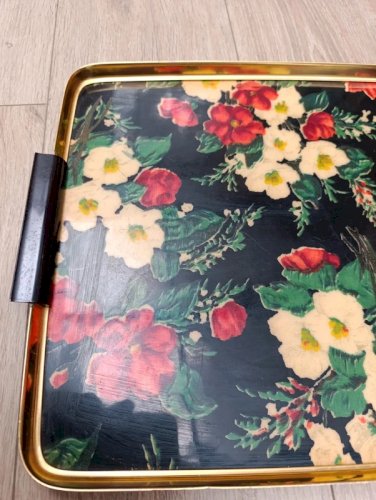 plateau vintage à decor floral en bon etat