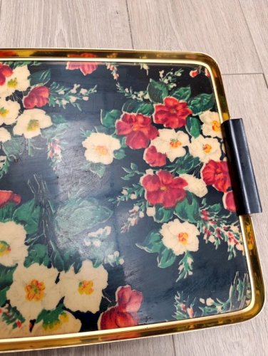 plateau vintage à decor floral en bon etat