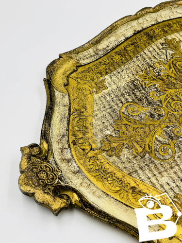 Plateau vintage baroque doré
