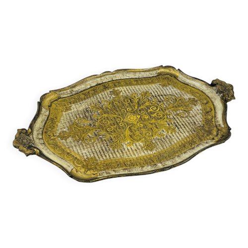 Plateau vintage baroque doré