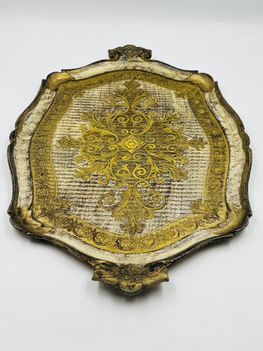 Plateau vintage baroque doré