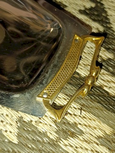 plateau vintage made in usa en metal chrome et poignee dore en bon etat