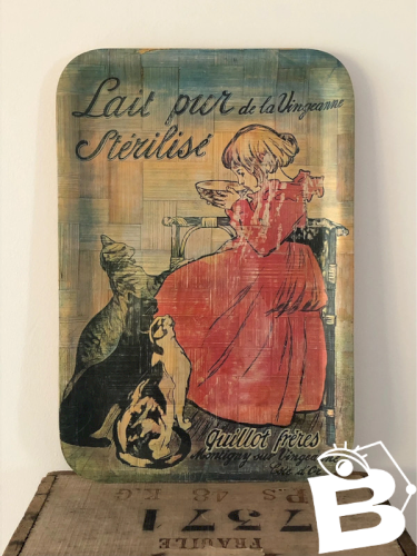 Plateau vintage publicitaire en bambou