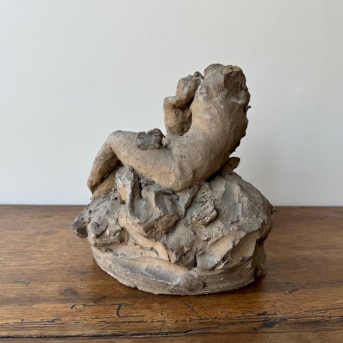 Plâtre d'atelier par Ch. Filleul enfant enlacé à une femme dénudée XXe M3505
