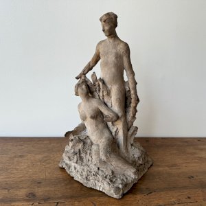 Plâtre d'atelier par Ch. Filleul représentant un couple à l'Antique XXe M3506