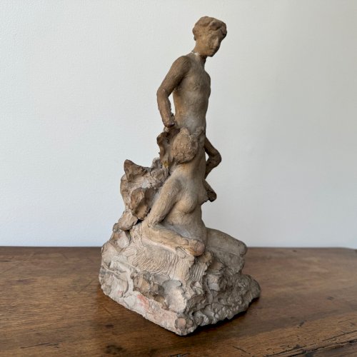 Plâtre d'atelier par Ch. Filleul représentant un couple à l'Antique XXe M3506