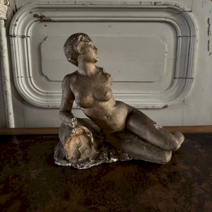 Plâtre d'atelier par Charles Filleul jeune femme dénudée assise M3548