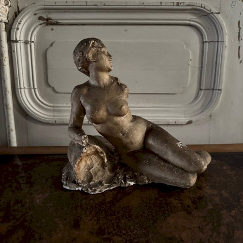 Plâtre d'atelier par Charles Filleul jeune femme dénudée assise M3548