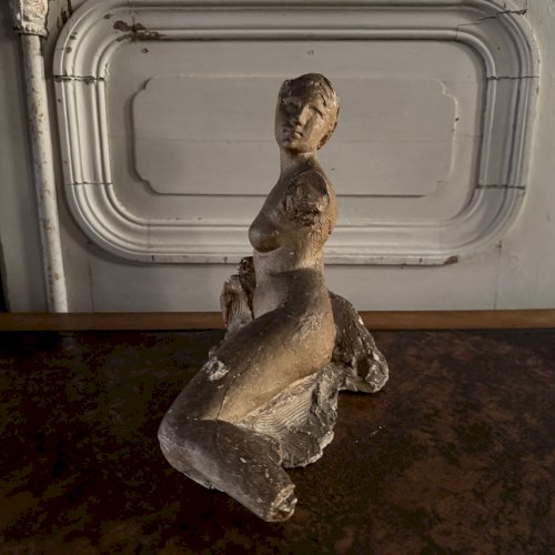 Plâtre d'atelier par Charles Filleul jeune femme dénudée assise M3548