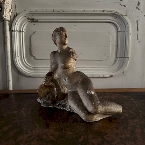 Plâtre d'atelier par Charles Filleul jeune femme dénudée assise M3548