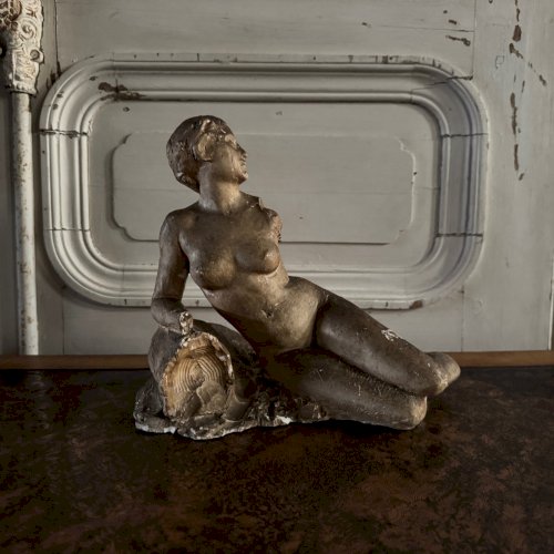 Plâtre d'atelier par Charles Filleul jeune femme dénudée assise M3548