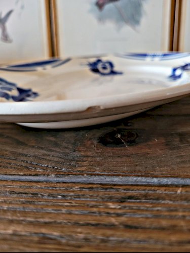 Plats Badonviller modèle Alain, plat oval et rond à fleurs bleues