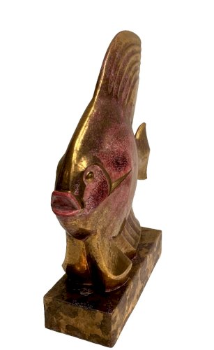 Poisson en céramique craquelée " Edition Lehmarin Céramiste R Gonse "XX siècle