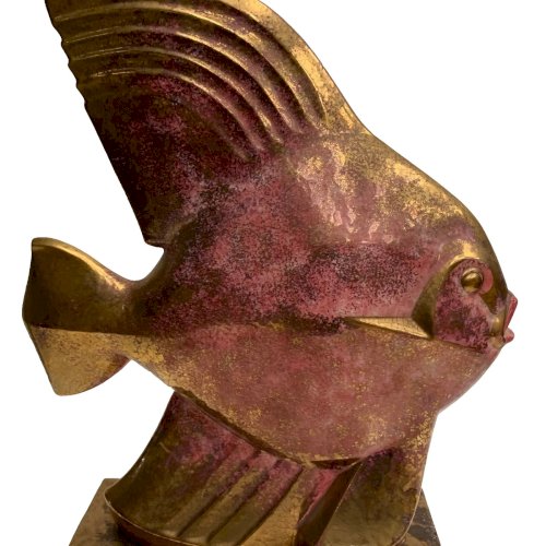 Poisson en céramique craquelée " Edition Lehmarin Céramiste R Gonse "XX siècle