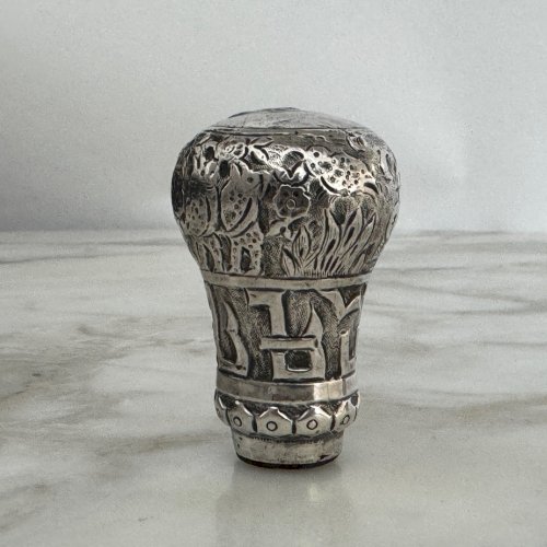 Pommeau de canne en argent Chine XIXe décor animalier M4036