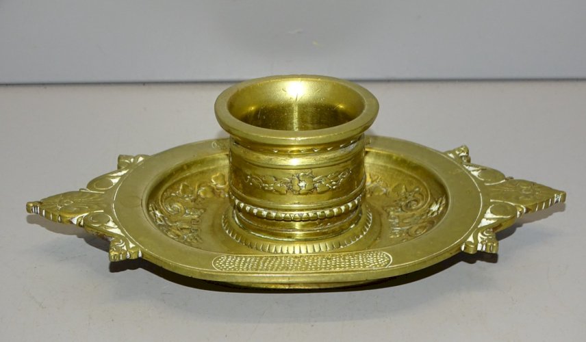 -PORTE ALLUMETTES PYROGENE DE TABLE BRONZE NAPOLEON III NIII VITRINE DECO   D