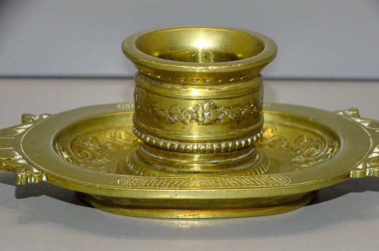 -PORTE ALLUMETTES PYROGENE DE TABLE BRONZE NAPOLEON III NIII VITRINE DECO   D