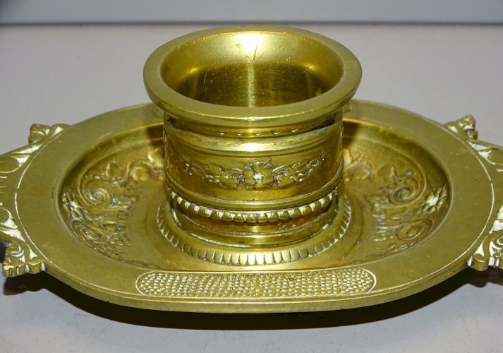-PORTE ALLUMETTES PYROGENE DE TABLE BRONZE NAPOLEON III NIII VITRINE DECO   D