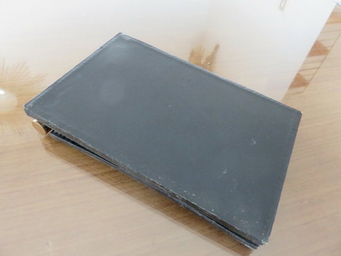 PORTE BLOC NOTES JACQUES ADNET EN CROCODILE NOIR PIQUE SELLIER ET LAITON 1940-50