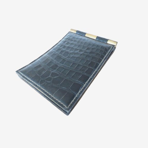 PORTE BLOC NOTES JACQUES ADNET EN CROCODILE NOIR PIQUE SELLIER ET LAITON 1940-50