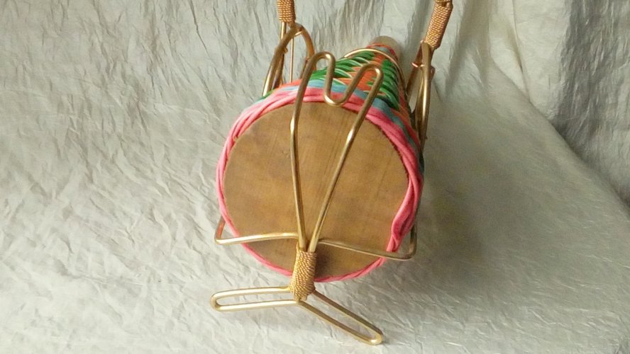 PORTE BOUTEILLE SCOUBIDOU SUR CHARIOT SERVEUR VINTAGE ANNEES 60-70 **