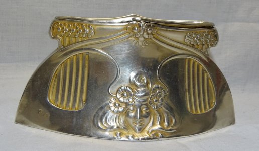 -PORTE CARTES ou SERVIETTES ARGENT MINERVE  ART NOUVEAU Orfèvre Alphonse DEBAIN