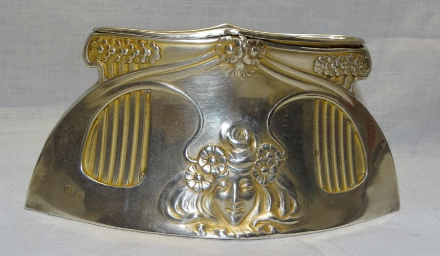 -PORTE CARTES ou SERVIETTES ARGENT MINERVE  ART NOUVEAU Orfèvre Alphonse DEBAIN