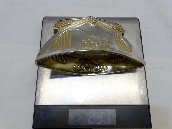 -PORTE CARTES ou SERVIETTES ARGENT MINERVE  ART NOUVEAU Orfèvre Alphonse DEBAIN
