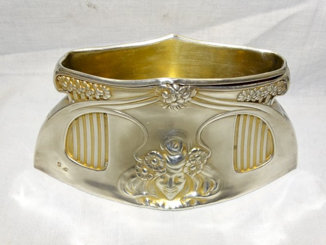 -PORTE CARTES ou SERVIETTES ARGENT MINERVE  ART NOUVEAU Orfèvre Alphonse DEBAIN