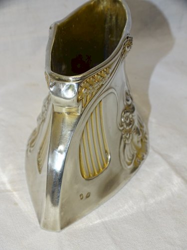-PORTE CARTES ou SERVIETTES ARGENT MINERVE  ART NOUVEAU Orfèvre Alphonse DEBAIN
