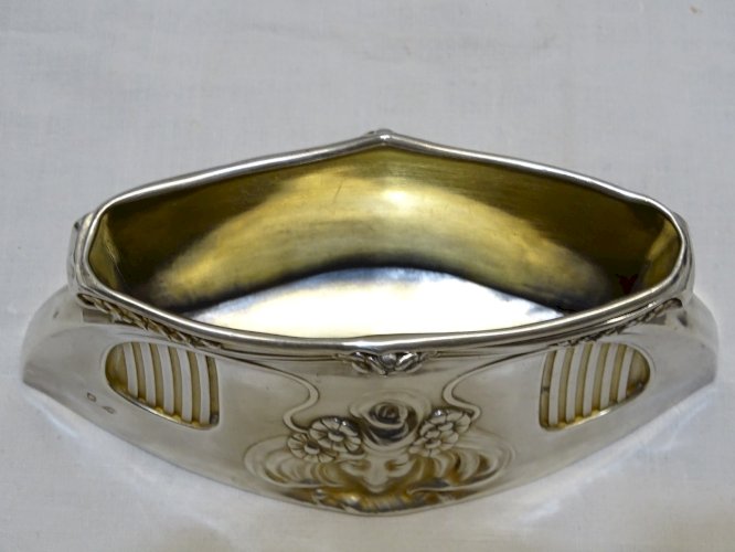 -PORTE CARTES ou SERVIETTES ARGENT MINERVE  ART NOUVEAU Orfèvre Alphonse DEBAIN