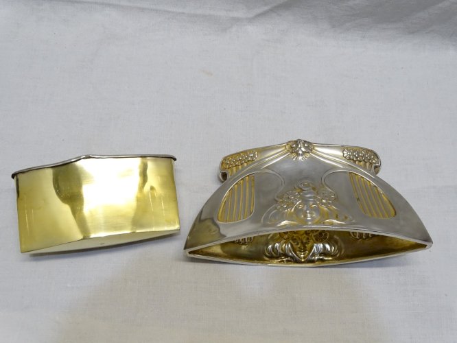 -PORTE CARTES ou SERVIETTES ARGENT MINERVE  ART NOUVEAU Orfèvre Alphonse DEBAIN