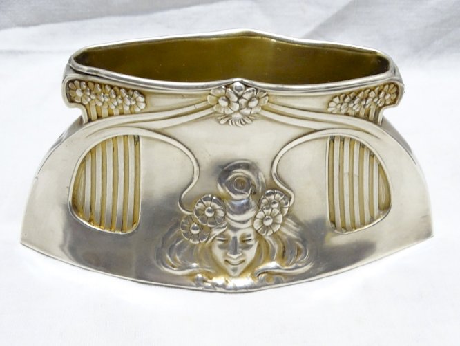 -PORTE CARTES ou SERVIETTES ARGENT MINERVE  ART NOUVEAU Orfèvre Alphonse DEBAIN