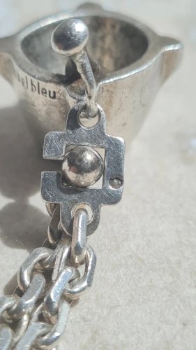 Porte-clés en argent massif Label Bleu