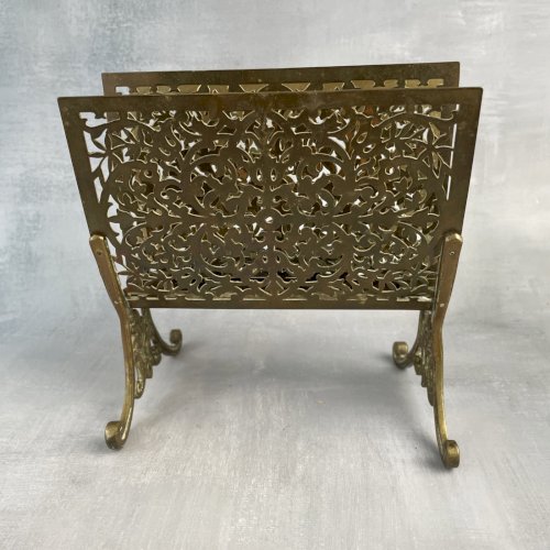 Porte courrier range lettre laiton ajouré patiné vintage retro chic