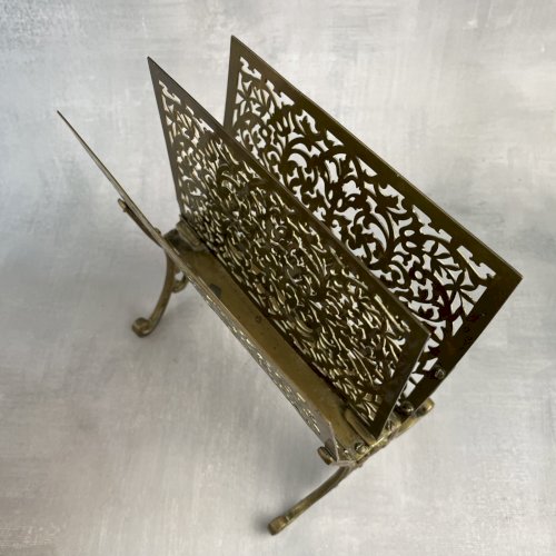 Porte courrier range lettre laiton ajouré patiné vintage retro chic