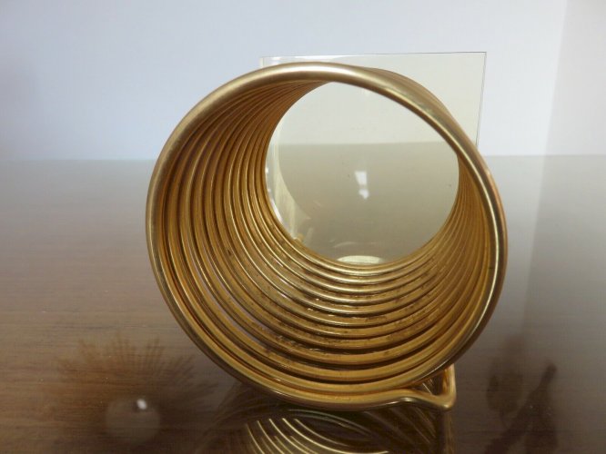 PORTE CRAYON  RESSORT  PLEXIGLASS ET METAL DORE ANNEES 70 VINTAGE