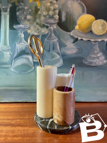 Porte crayon vintage en marbre