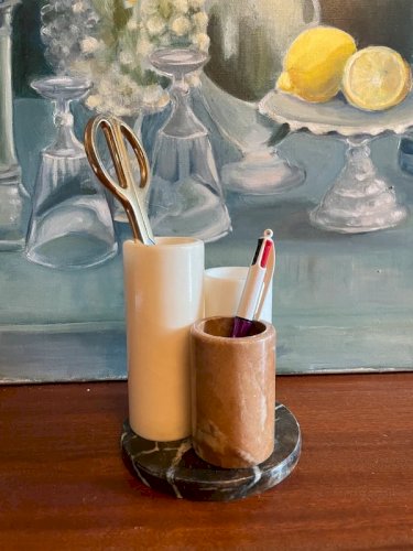 Porte crayon vintage en marbre