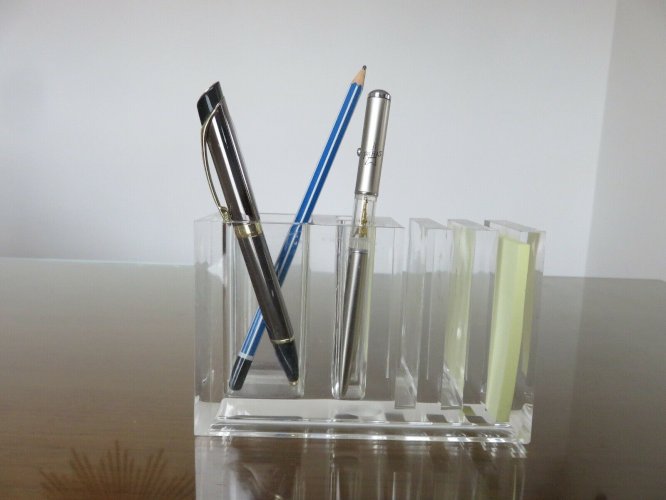 PORTE CRAYONS GUZZINI EN PLEXIGLAS DESIGN FABIO MANLIO CIOCCA ANNEES 70 VINTAGE 