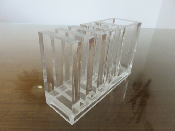 PORTE CRAYONS GUZZINI EN PLEXIGLAS DESIGN FABIO MANLIO CIOCCA ANNEES 70 VINTAGE 