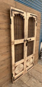 Art Deco patio door in Burmese teak with original patina.