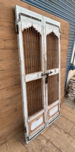 Art deco teak patio door with original patina.